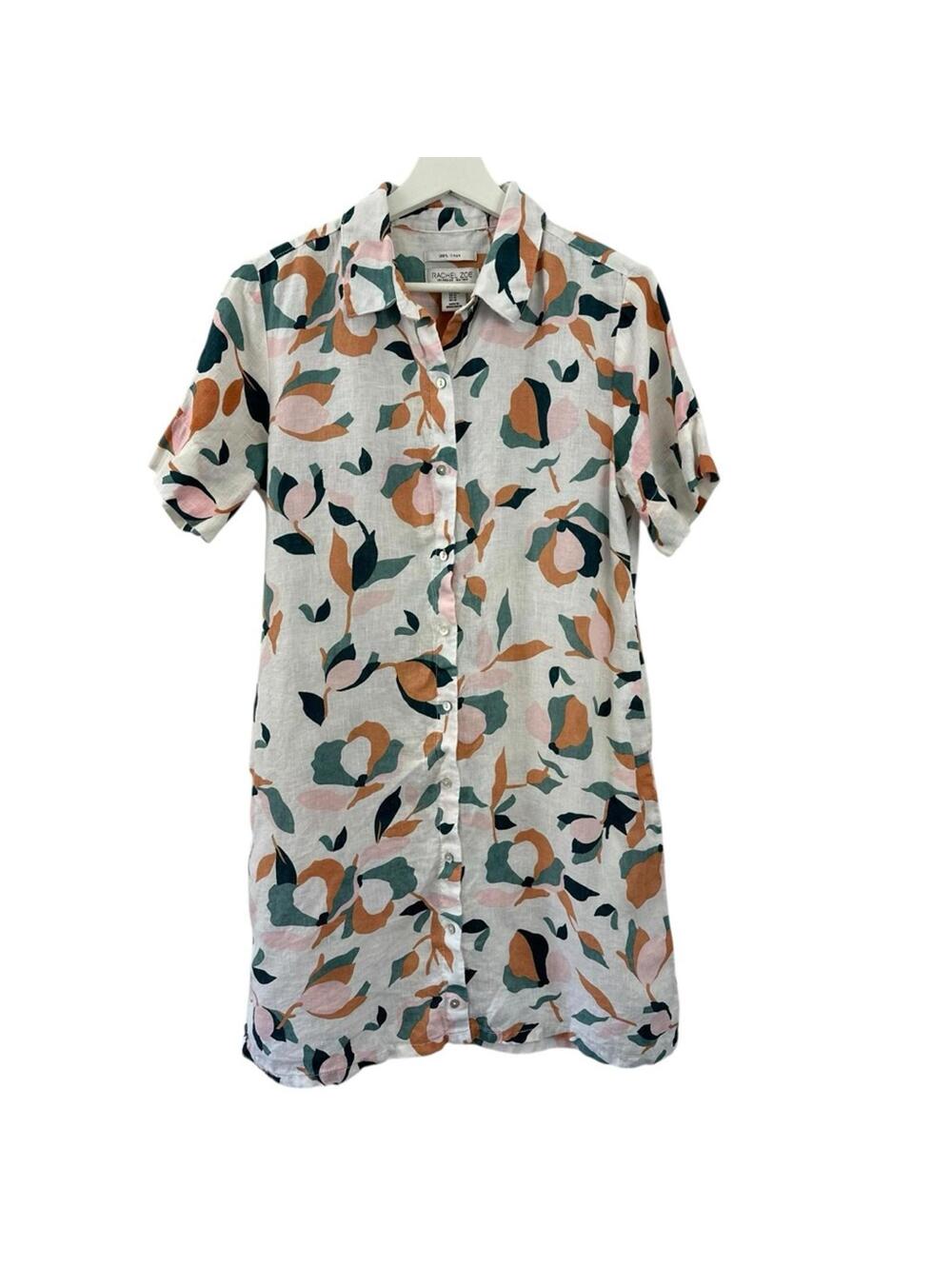 Rachel Zoe Women’s 100% Linen Button Down Short Sleeve Dress Size M